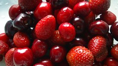 Fruits cherries strawberries