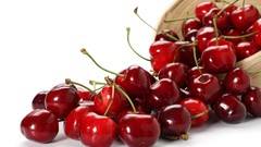 Fruits cherries white background
