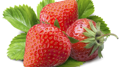 Fruits food strawberries white