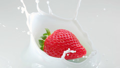 Fruits milk strawberries white