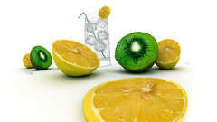 Fruits white background