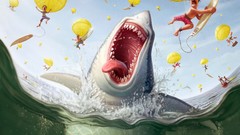 Funny cartoonish Sharks surfboards
