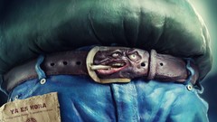 Funny fat belts clay sculptures