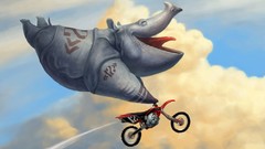 Funny jumping illustrations hippopotamus