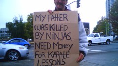 Funny photo sign ninjas