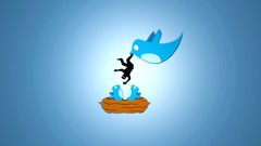 Funny Twitter eating blue bird minimalistic