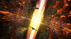 Fusion spaceships science fiction outer space digital art 