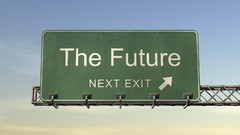 Future sign Exit road sign skies minimalistic low-angle shot 