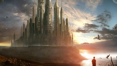 futuristic artwork futuristic city science fiction sky cityscape