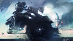 Futuristic artwork motorbikes