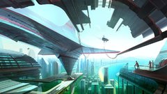 Futuristic City buildings ships