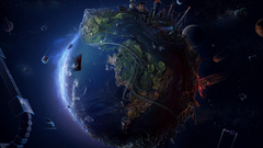 Futuristic planets Earth Highways