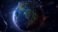 Futuristic planets Earth Highways