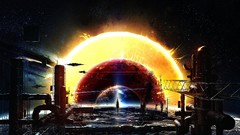 Futuristic planets Technology spaceships