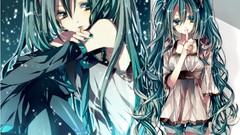 Game Anime blue hair hatsune miku vocaloid Tsukioka Tsukiho