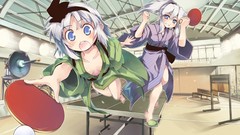 Game Anime white hair kimono anime girls blue eyes konpaku 