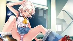 Games Books white hair schoolgirls skirts sweat blush anime 