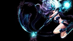 Games dark weapons white hair long hair League of Legends 