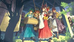 Games dress hats white hair bows blondes long hair anime girls 