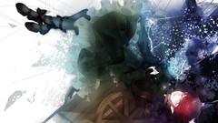 Games dress wheelbarrow Bells red eyes Ribbons bows blue hair 