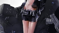 Games gloves barcode anime girls glowing boots blue eyes black 