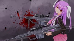 Games Guns blood tie grin red eyes bullet holes schoolgirls 
