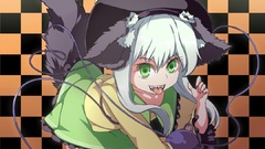 Games hats white hair tongue long hair anime girls green eyes 