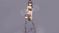 Games red eyes anime girls Simple Background thigh highs Game 