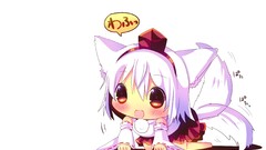 Games text white white background Chibi red eyes blush anime 
