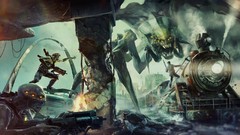 Games wall weapons Aliens artwork resistance 3 futuristic trains