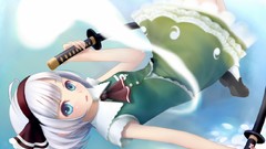 Games weapons Katana dress socks flying ghosts white hair 