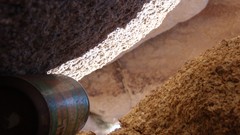 Garbage trash can rocks