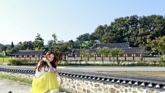 Garden dress fashion Actress outdoors asians stills brunettes 