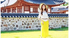 Garden dress fashion Actress outdoors asians stills brunettes 