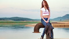 Garden dress fashion Actress outdoors asians stills brunettes 