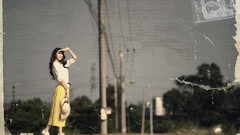 Garden dress fashion Actress outdoors asians stills brunettes 