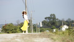 Garden dress fashion Actress outdoors asians stills brunettes 