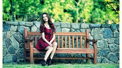 Garden fashion Actress outdoors asians stills brunettes models 