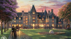 Garden paintings Castles Thomas Kinkade mansion