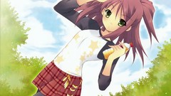 Garden skirts green eyes brunettes skies hoshino erika visual 