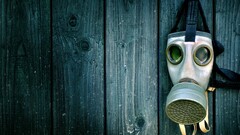 gas masks artwork Wood