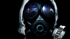Gas masks black background