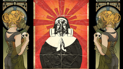 Gas masks stained glass