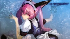 Gate Anime pink hair long hair pink eyes anime girls animal 