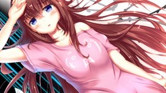 Gate Matsumoto long hair blue eyes makise kurisu underwear 