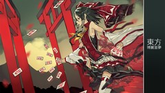 Gate red eyes Ribbons bows anime girls boots short hair hakurei 