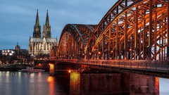 Germany Bridges rivers Cologne Towers