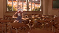 Ghosts long hair anime girls classroom school uniforms seifuku 