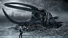 Giant paintings skeletons science fiction digital art 