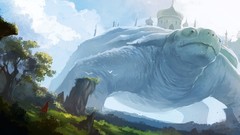 Giant turtles surreal fantasy art